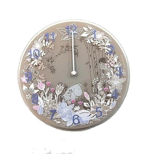 【ムーミン雑貨】MoominTIMEPIECES(ムーミンタイムピーシーズ)  ガラスウォールクロック／ Moomin picking flower【取り寄せ品／納期1週間前後】