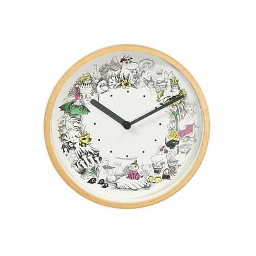 【ムーミン雑貨】MoominTIMEPIECES(ムーミンタイムピーシーズ)  木枠ウォールクロック／リースカラー【取り寄せ品／納期1週間前後】