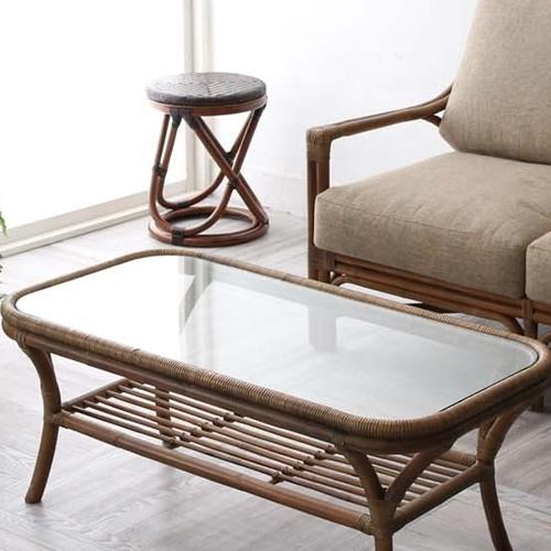 籐家具 ガラスセンターテーブル 送料無料】ラタン×ガラス センター