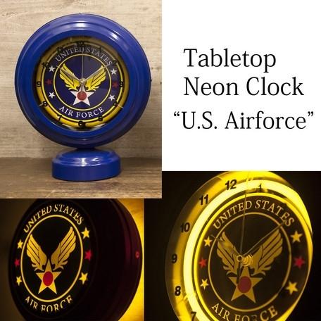 大人女性の テーブルトップネオンクロック[U.S. Airforce] 照明 置き時計 置時計