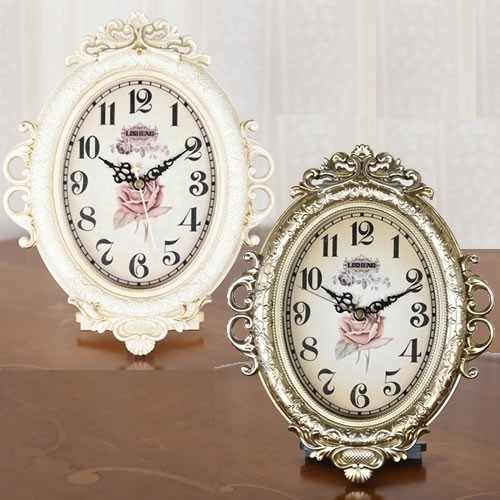 ロココ調 薔薇デザインのアンティーク風置き時計