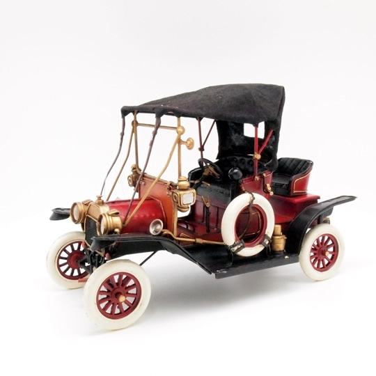 ブリキのおもちゃ車 1910年代クラシックカー(旧車)(Mサイズ)／レッド