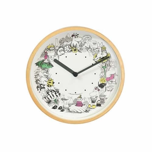 【ムーミン雑貨】MoominTIMEPIECES(ムーミンタイムピーシーズ)  木枠ウォールクロック／リースカラー【取り寄せ品／納期1週間前後】