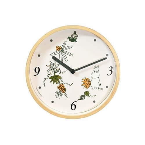 【ムーミン雑貨】MoominTIMEPIECES(ムーミンタイムピーシーズ) 木枠ウォールクロック／ロストインバレー【取り寄せ品／納期1週間前後】