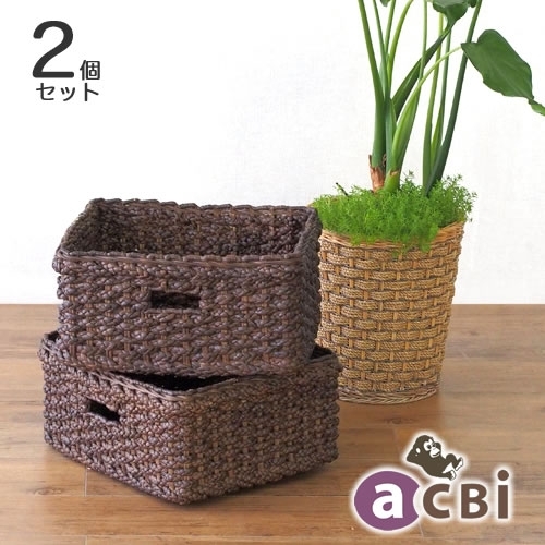 [acbi]ウォーターヒヤシンス 収納バスケット／2個セット【取り寄せ品／納期10日前後】