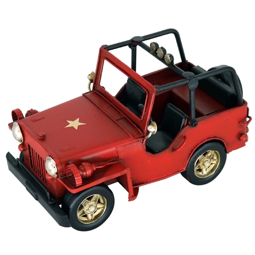 ブリキのおもちゃ車 アメリカ軍用ジープ／レッド(Sサイズ)