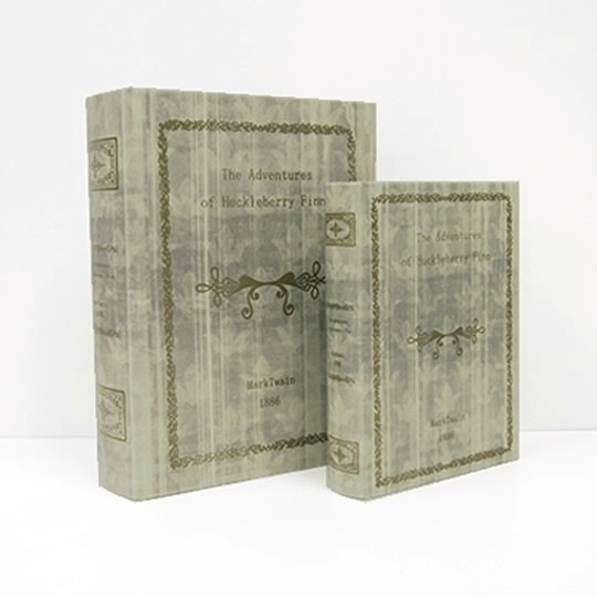BOOK BOX ブックボックス (本型箱)2個セット【単品販売可】 (LL・Mサイズ)／TheAdventures of Huckleberry Finn(ベージュ)