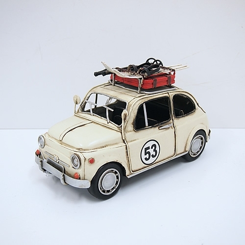 ブリキのおもちゃ車 フィアット Fiat 500 スキーキャリングカー ホワイト Mサイズ 大人のインテリア雑貨 通販