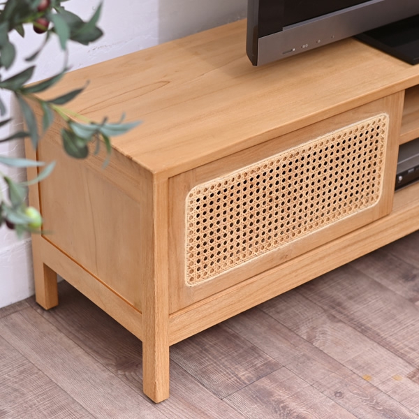 【送料無料】ラタン×チーク無垢材テレビボード(テレビラック・ローボード )／150cm 【メーカー直送品】